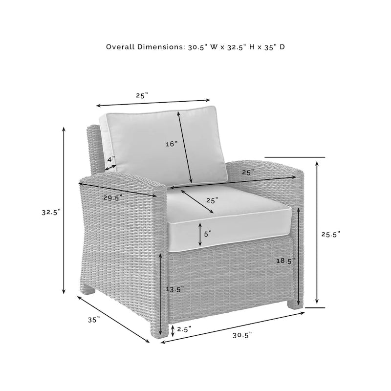 Fauteuil d'extérieur en osier Bradenton de Crosley – 30,5 l x 35 P x 32,5 H