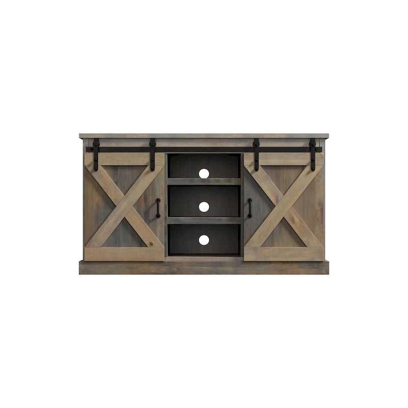 Meuble TV d'angle Bridgevine Home Farmhouse de 56 pouces pour téléviseurs jusqu'à 60 pouces, aucun assemblage requis, finition aspect bois de grange