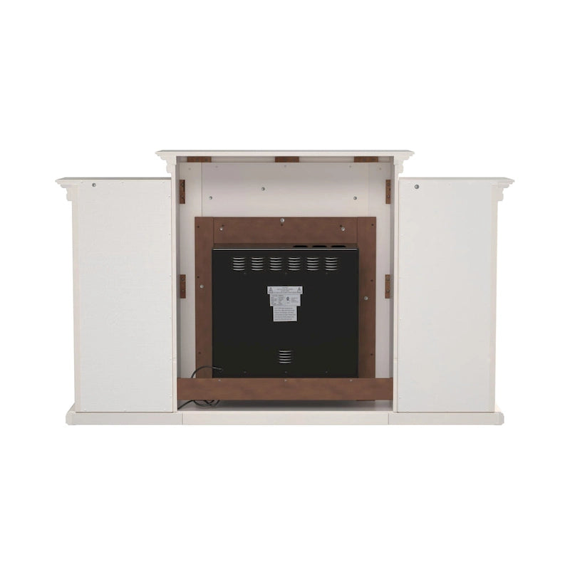 SEI Furniture Electric Fireplace 70-inch Mantel with Bookcase Storage, Ivory