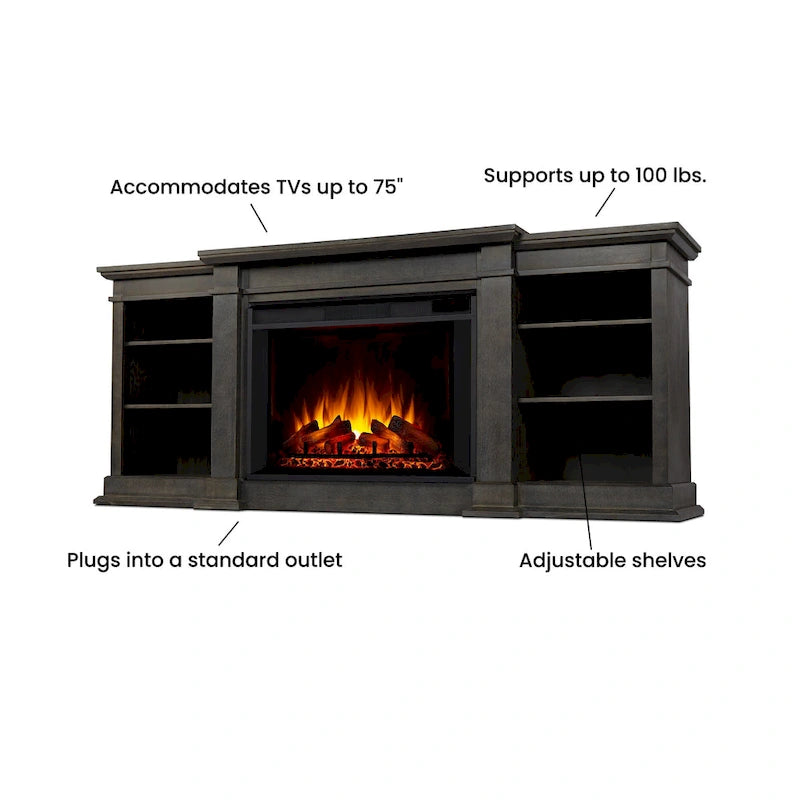 Eliot 81 Grand Antique Grey TV Stand Electric Fireplace by Real Flame