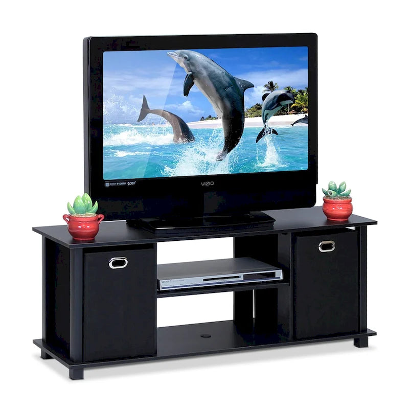 Meuble TV Porch & Den Tompkins en MDF noir avec bacs de rangement