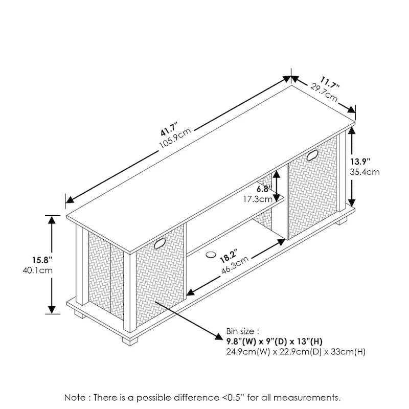 Meuble TV Porch & Den Tompkins en MDF noir avec bacs de rangement
