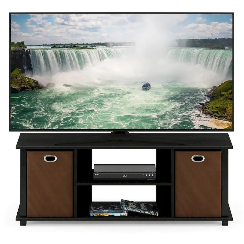 Meuble TV Porch & Den Tompkins en MDF noir avec bacs de rangement