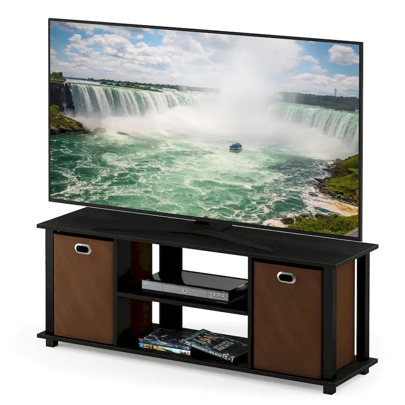 Meuble TV Porch & Den Tompkins en MDF noir avec bacs de rangement