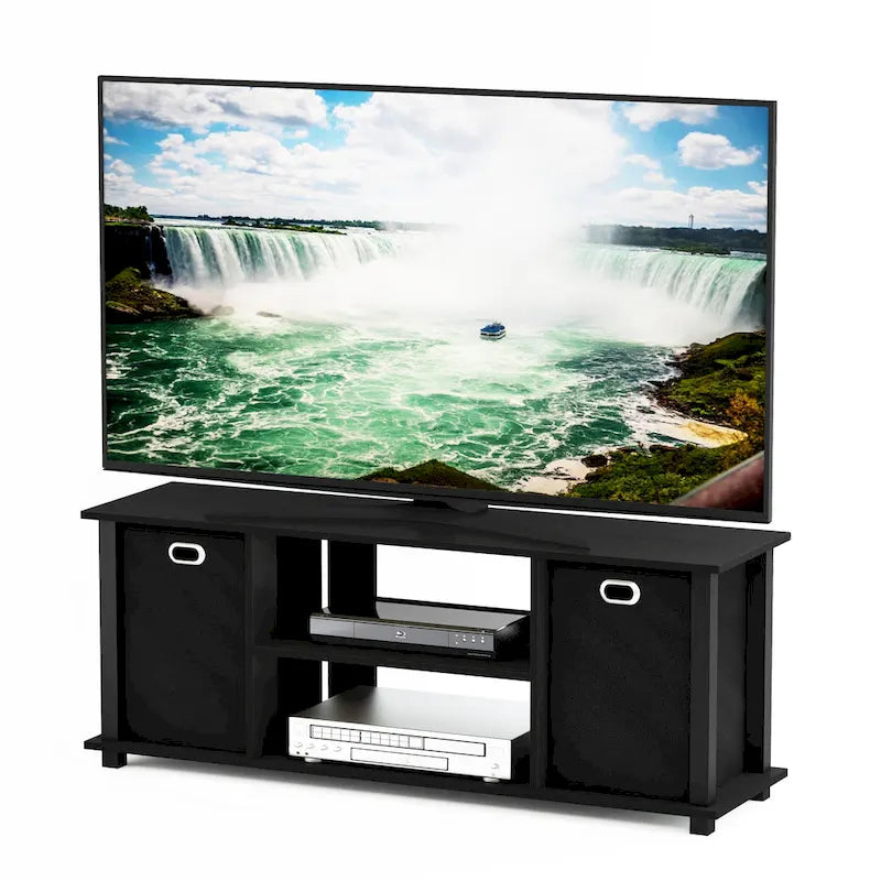 Meuble TV Porch & Den Tompkins en MDF noir avec bacs de rangement