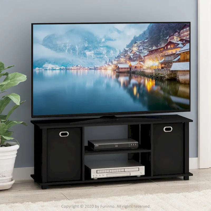Meuble TV Porch & Den Tompkins en MDF noir avec bacs de rangement