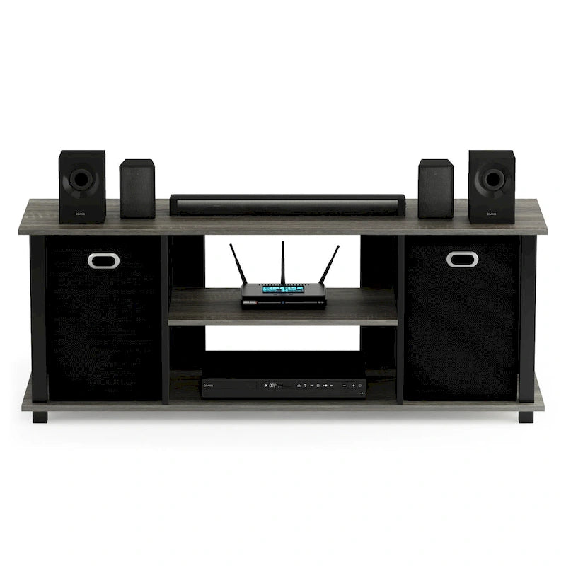 Meuble TV Porch & Den Tompkins en MDF noir avec bacs de rangement