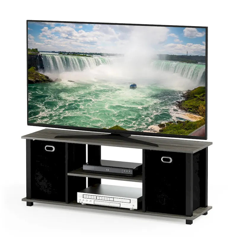 Meuble TV Porch & Den Tompkins en MDF noir avec bacs de rangement