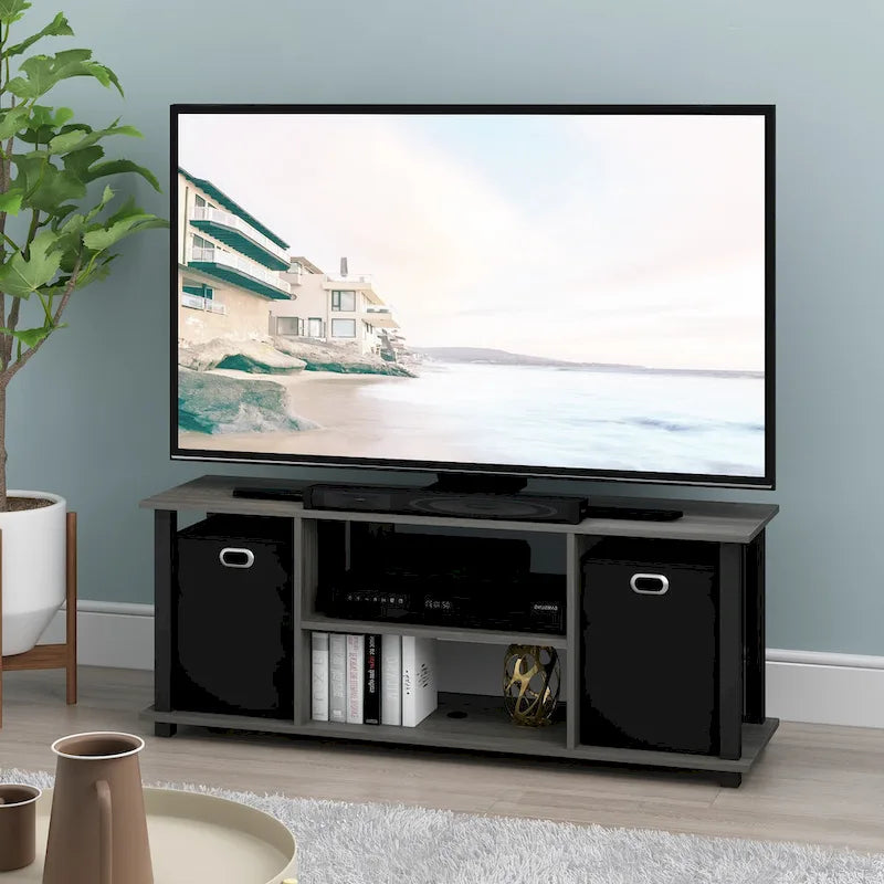 Meuble TV Porch & Den Tompkins en MDF noir avec bacs de rangement
