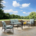 Crosley kaplan 5 pc outdoor seating set with mist cushion - loveseat, two chairs, coffee table, side table