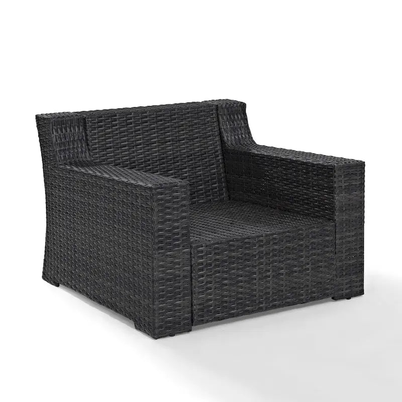 Fauteuil d'extérieur en osier toutes saisons Beaufort Espresso avec coussins Mist - 37 L x 37 P x 31.5 H