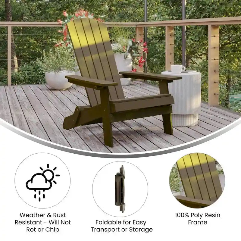 Chaise de jardin pliante Adirondack en résine polymère tout temps