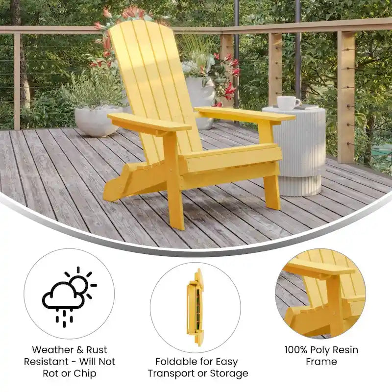 Chaise de jardin pliante Adirondack en résine polymère tout temps