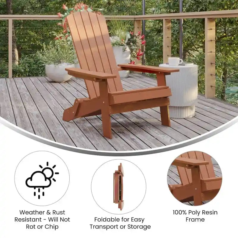 Chaise de jardin pliante Adirondack en résine polymère tout temps