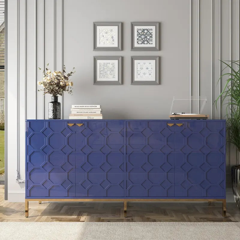 Meuble TV Clihome avec rangements, centres de divertissement, buffet, finition brillante