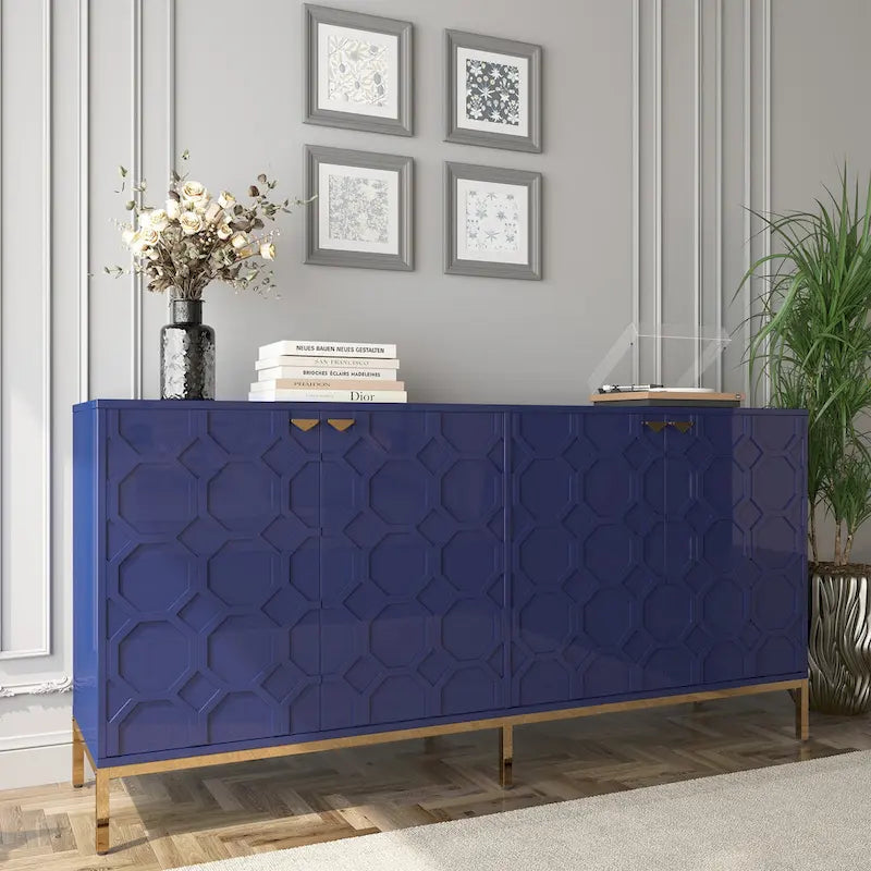 Meuble TV Clihome avec rangements, centres de divertissement, buffet, finition brillante