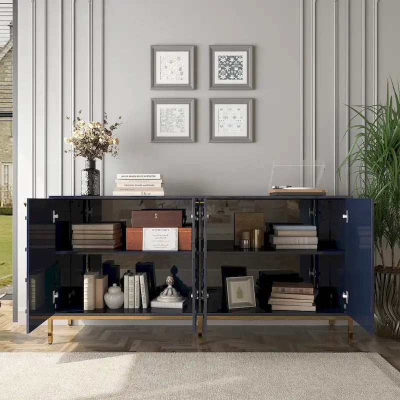 Meuble TV Clihome avec rangements, centres de divertissement, buffet, finition brillante