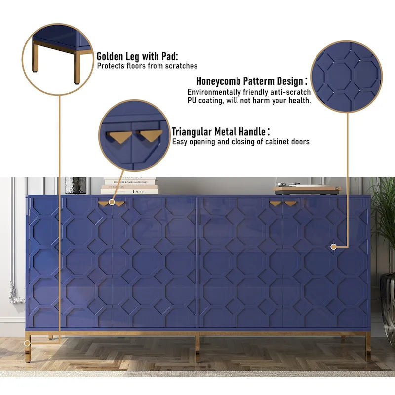Meuble TV Clihome avec rangements, centres de divertissement, buffet, finition brillante