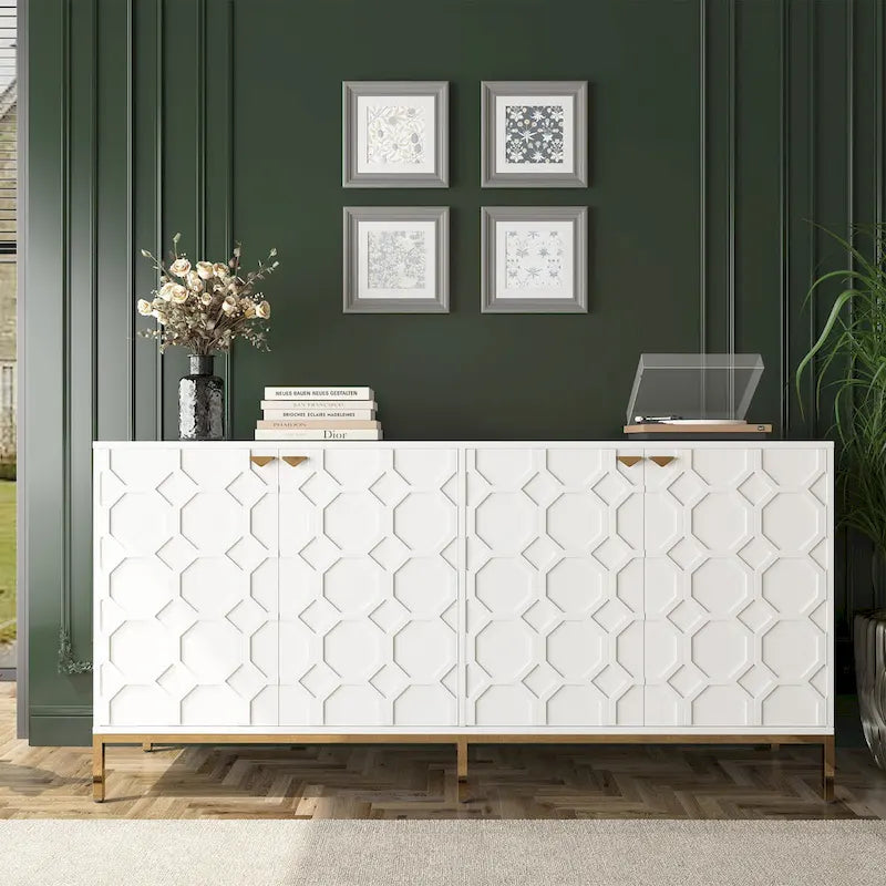 Meuble TV Clihome avec rangements, centres de divertissement, buffet, finition brillante
