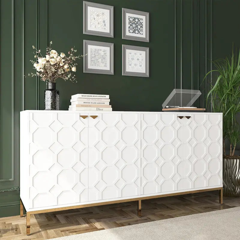 Meuble TV Clihome avec rangements, centres de divertissement, buffet, finition brillante