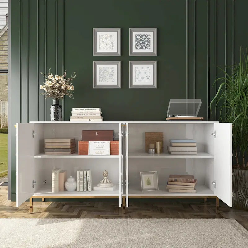 Meuble TV Clihome avec rangements, centres de divertissement, buffet, finition brillante