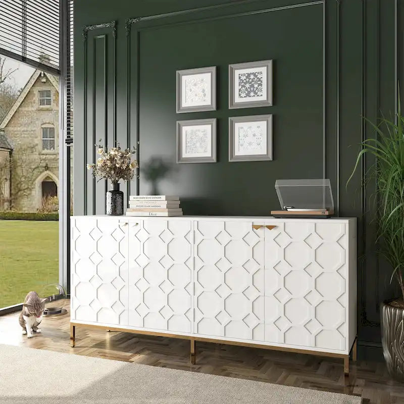 Meuble TV Clihome avec rangements, centres de divertissement, buffet, finition brillante