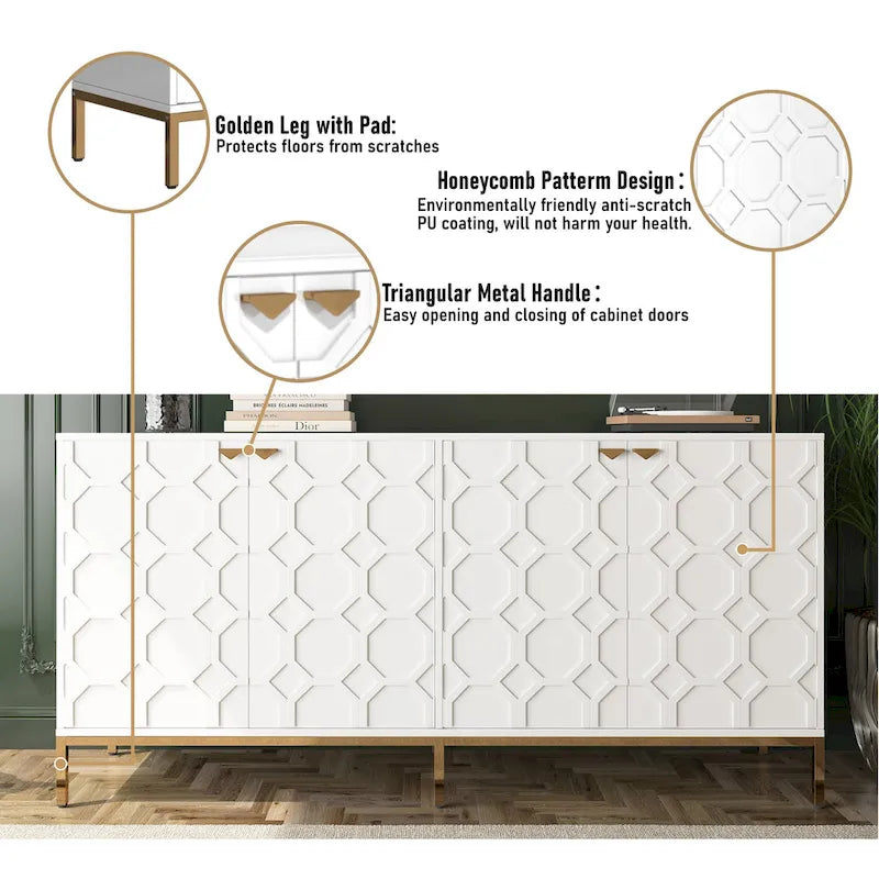 Meuble TV Clihome avec rangements, centres de divertissement, buffet, finition brillante