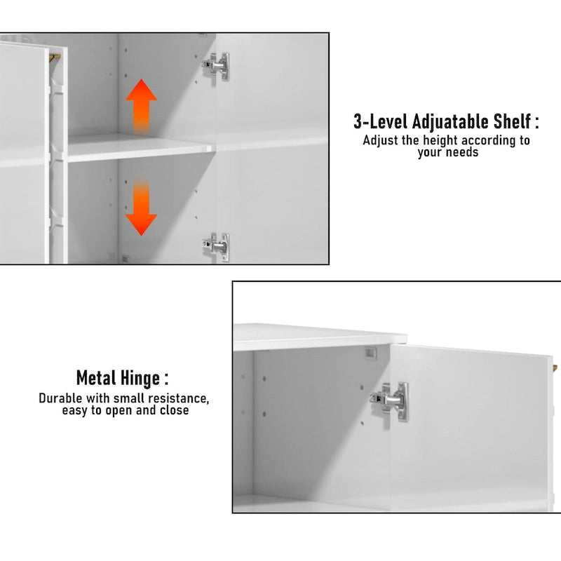 Meuble TV Clihome avec rangements, centres de divertissement, buffet, finition brillante