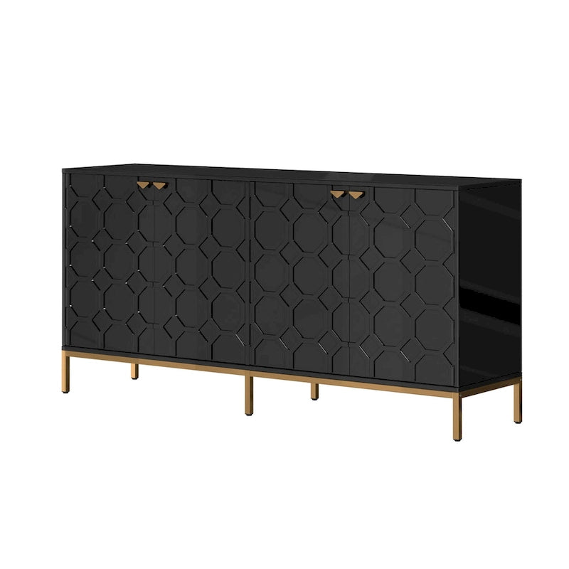 Meuble TV Clihome avec rangements, centres de divertissement, buffet, finition brillante