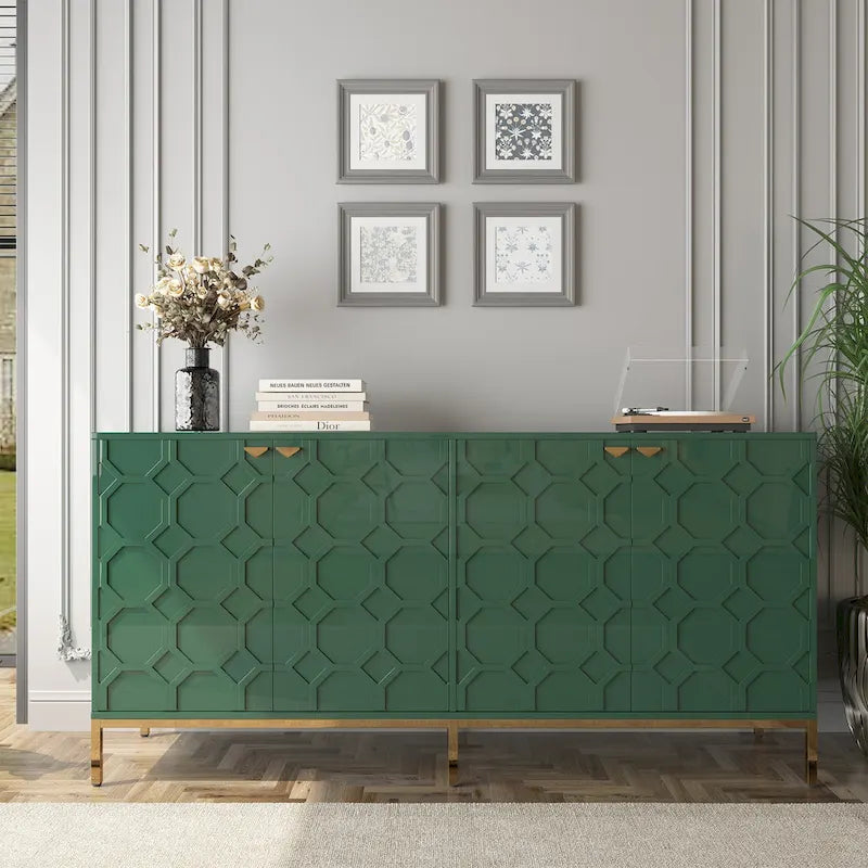 Meuble TV Clihome avec rangements, centres de divertissement, buffet, finition brillante