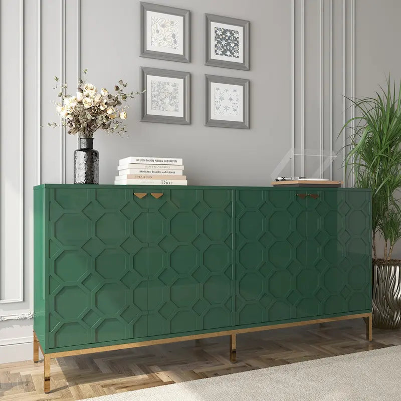 Meuble TV Clihome avec rangements, centres de divertissement, buffet, finition brillante