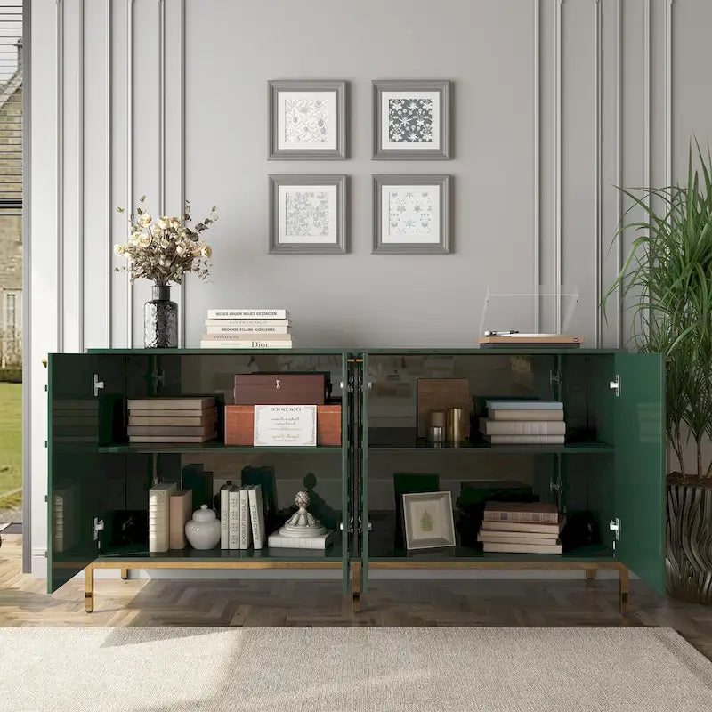 Meuble TV Clihome avec rangements, centres de divertissement, buffet, finition brillante