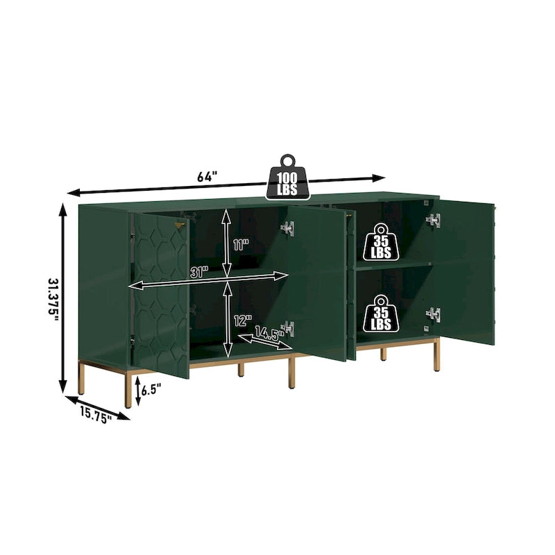 Meuble TV Clihome avec rangements, centres de divertissement, buffet, finition brillante