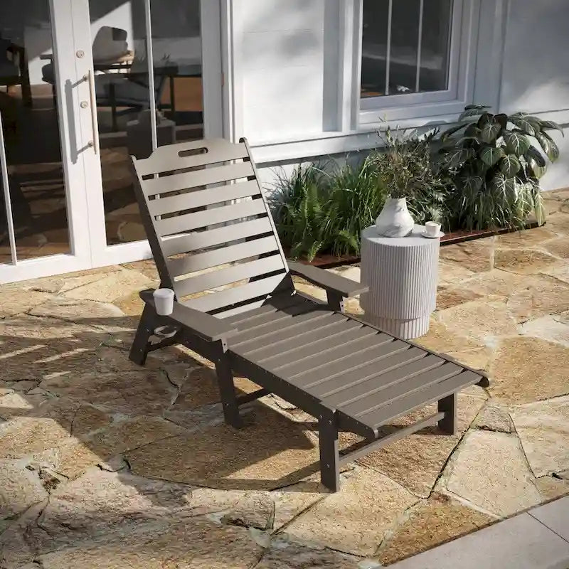 Lot de 2 chaises longues d'extérieur réglables avec porte-gobelets