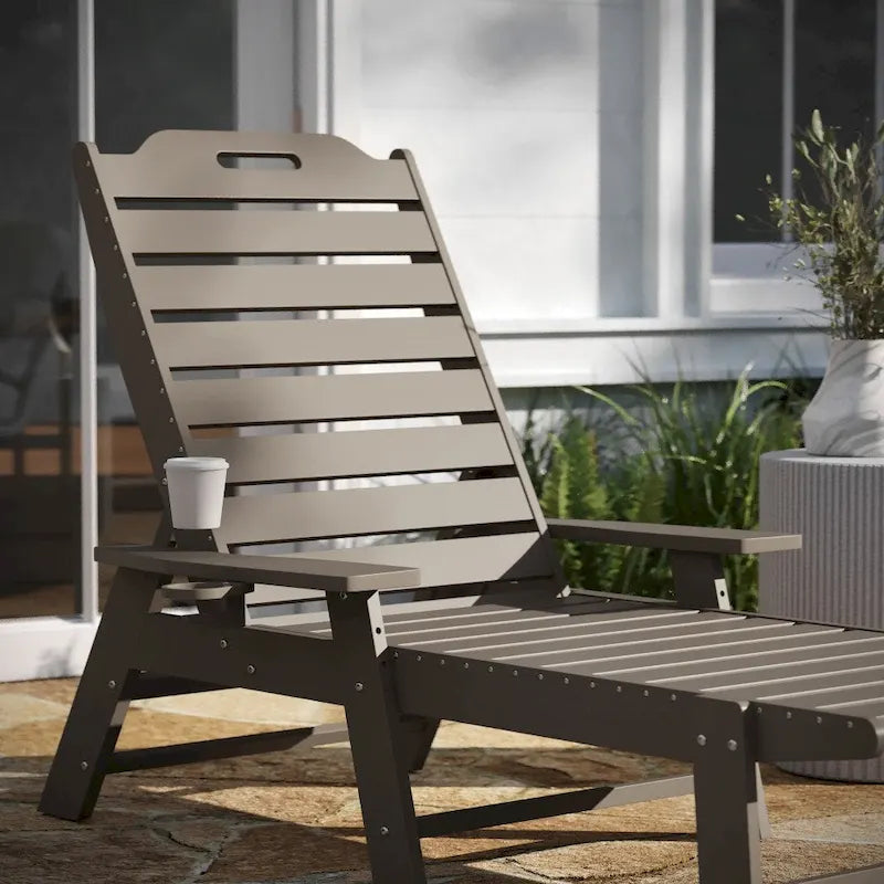 Lot de 2 chaises longues d'extérieur réglables avec porte-gobelets