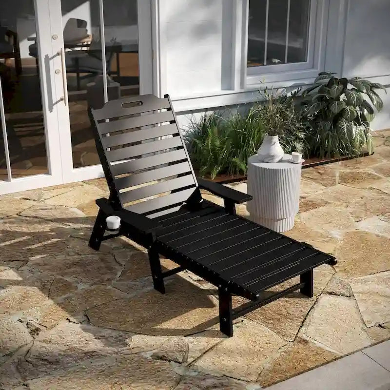 Lot de 2 chaises longues d'extérieur réglables avec porte-gobelets