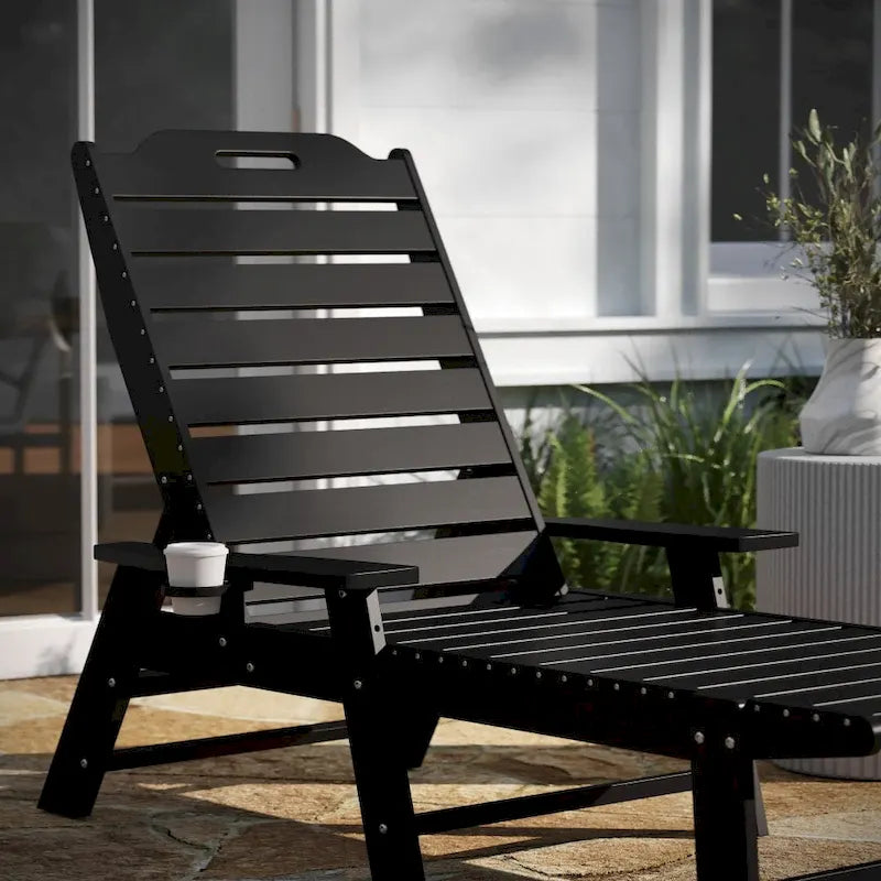 Lot de 2 chaises longues d'extérieur réglables avec porte-gobelets