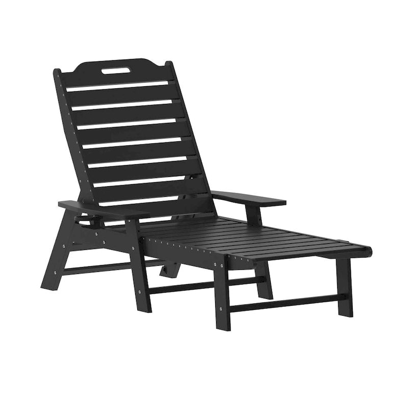 Lot de 2 chaises longues d'extérieur réglables avec porte-gobelets