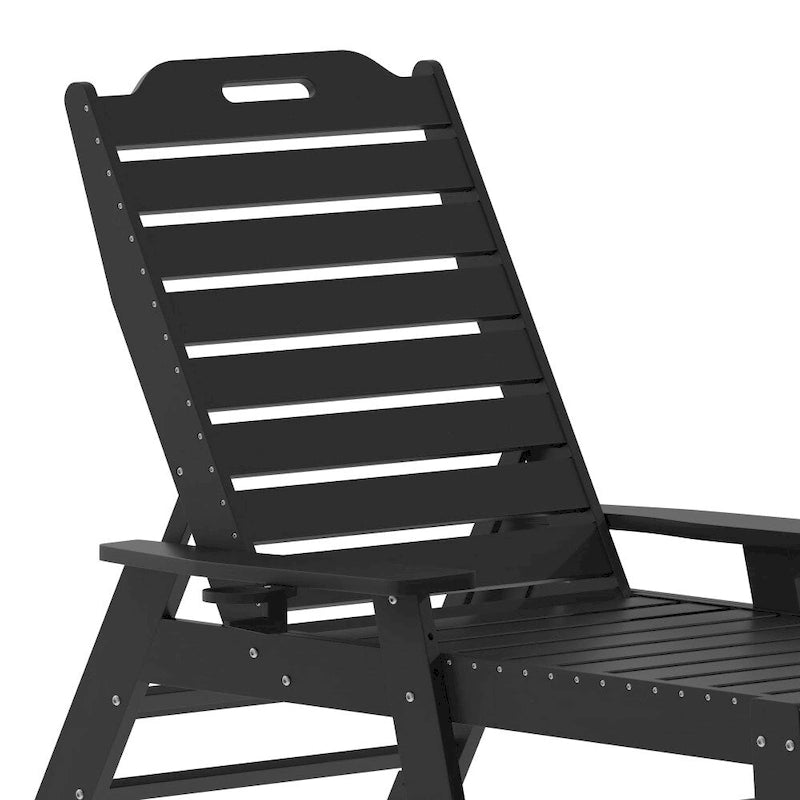 Lot de 2 chaises longues d'extérieur réglables avec porte-gobelets