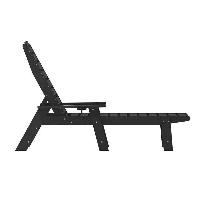 Lot de 2 chaises longues d'extérieur réglables avec porte-gobelets