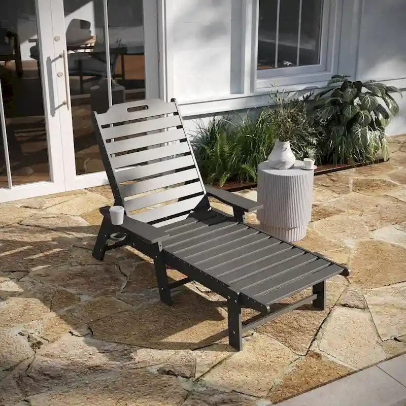 Lot de 2 chaises longues d'extérieur réglables avec porte-gobelets