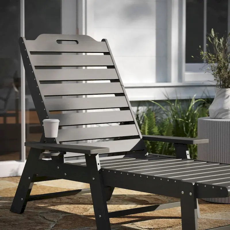 Lot de 2 chaises longues d'extérieur réglables avec porte-gobelets