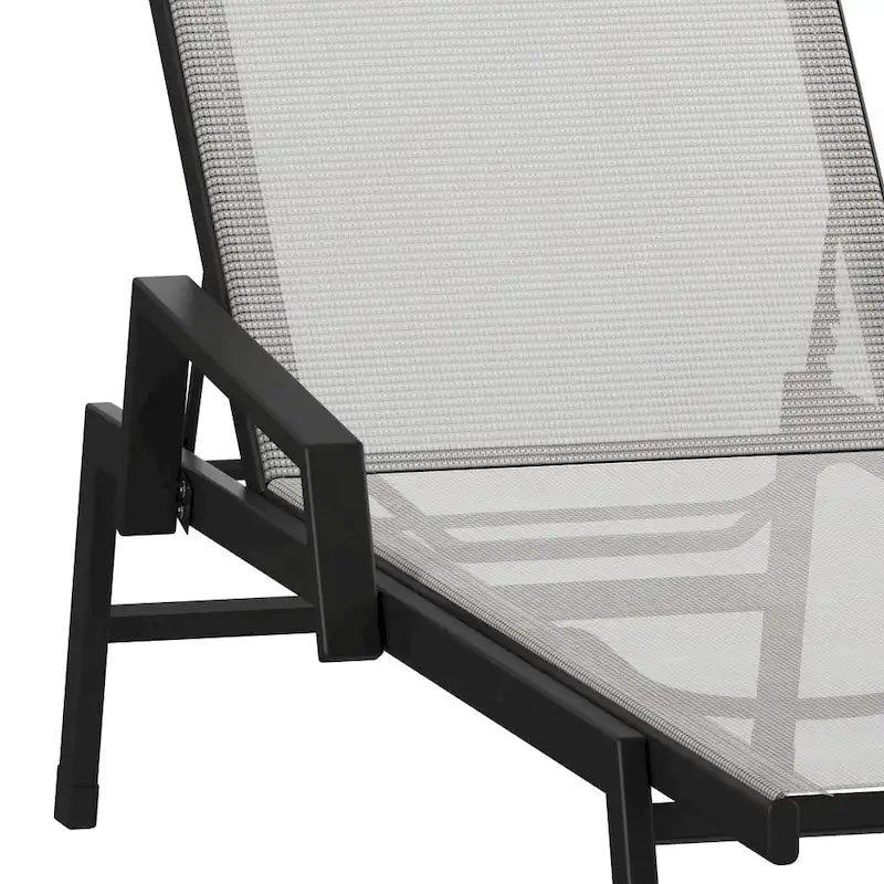 Chaise longue de jardin réglable en textilène toutes saisons avec accoudoirs