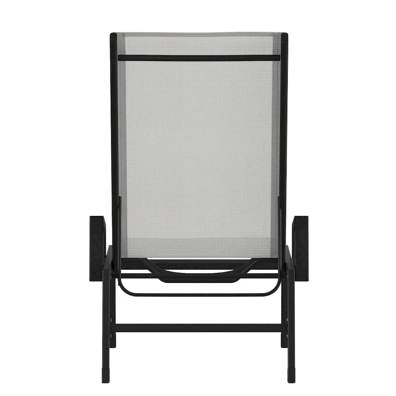 Chaise longue de jardin réglable en textilène toutes saisons avec accoudoirs