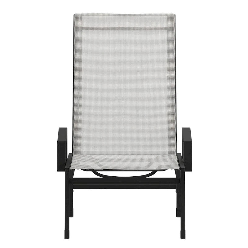 Chaise longue de jardin réglable en textilène toutes saisons avec accoudoirs