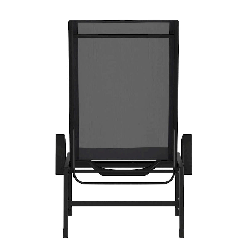 Chaise longue de jardin réglable en textilène toutes saisons avec accoudoirs