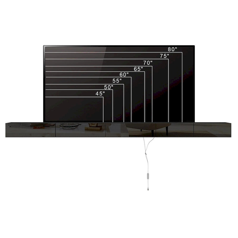 Meuble TV flottant LED Meuble de divertissement pour la maison et le bureau 2 pièces