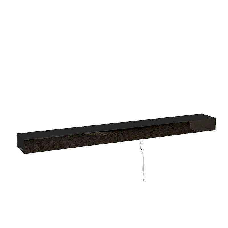 Meuble TV flottant LED Meuble de divertissement pour la maison et le bureau 2 pièces
