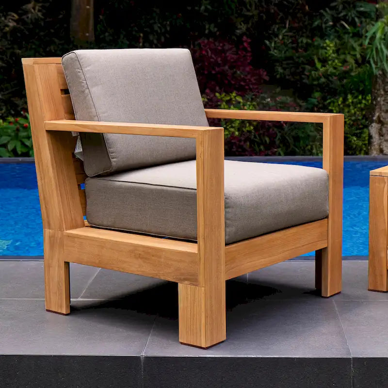 Ensemble de 3 pièces Logan Cambridge Casual en teck pour extérieur avec coussins Sunbrella