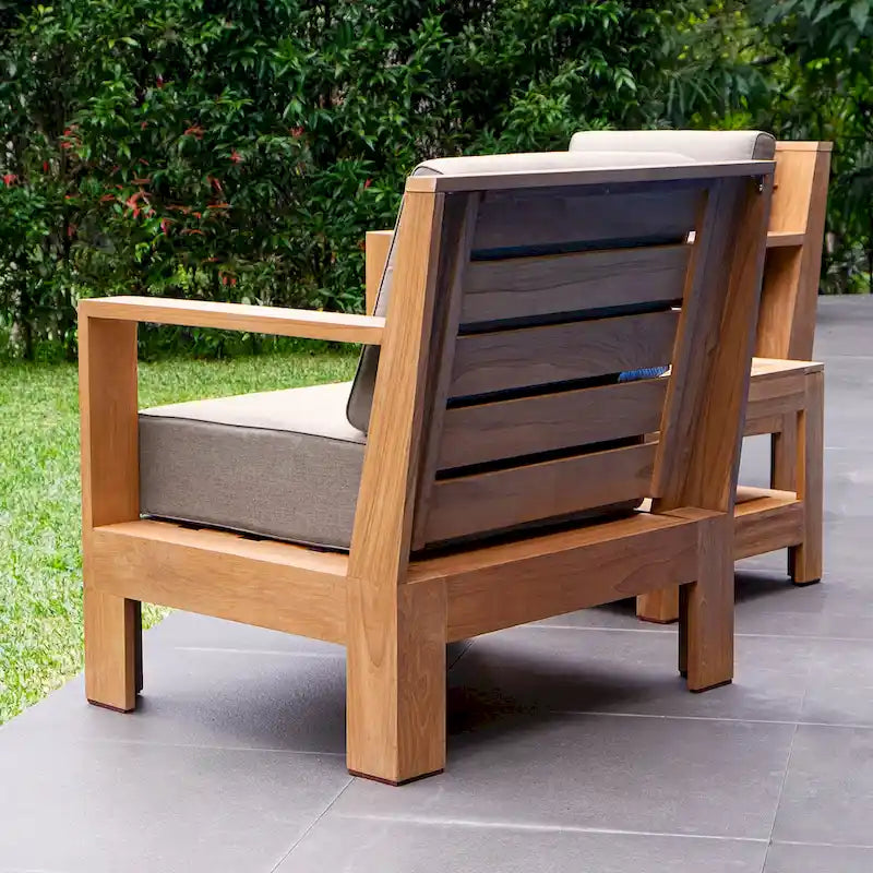 Ensemble de 3 pièces Logan Cambridge Casual en teck pour extérieur avec coussins Sunbrella